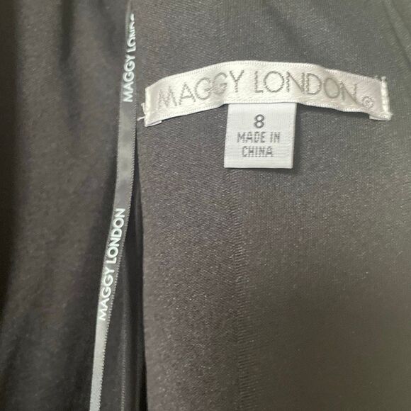 Nordstrom Maggy London classy sheer illusion bodycon black midi dress size 8 - Picture 9 of 16